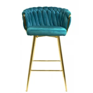 mobiliario-contract-taburete king metal cromado dorado tapizado velvet turquesa 3 2
